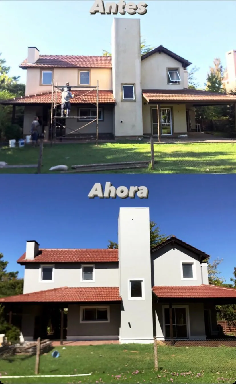 Comparación antes y después de la renovación de fachada de una vivienda